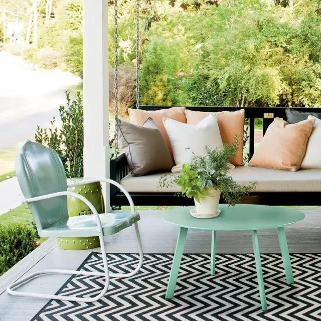 Alt view image 4 of 7 - Grand patio Outdoor Side Table, 28-inch Powder Coated Steel Round Coffee Table for Porch, Deck, Balcony, Poolside, Mint Green