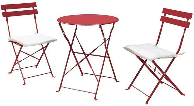 Main image of Grand patio 3-Piece Bistro Set Folding Outdoor Furniture Sets with Premium Frame Portable Design for Bistro & Balcony (Red with Cushion)