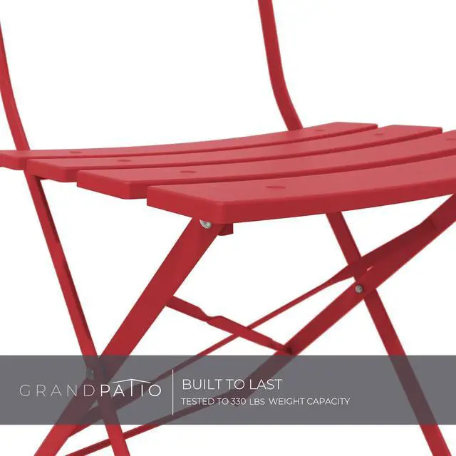 Alt view image 4 of 7 - Grand patio 3-Piece Bistro Set Folding Outdoor Furniture Sets with Premium Frame Portable Design for Bistro & Balcony (Red with Cushion)