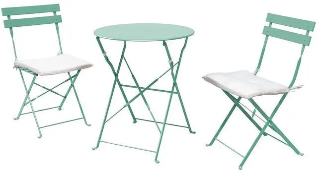Main image of Grand patio 3-Piece Bistro Set Folding Outdoor Furniture Sets with Premium Steel Frame Portable Design for Bistro & Balcony (Mint Green with Cushion)
