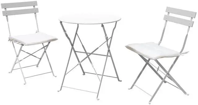 Main image of Grand patio 3-Piece Bistro Set Folding Outdoor Furniture Sets Portable Design for Bistro & Balcony (White with Cushion)