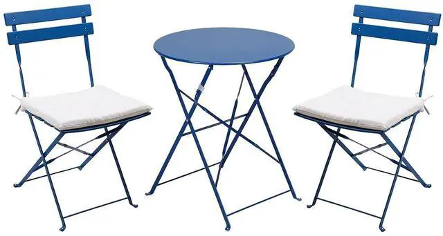 Main image of Grand patio 3-Piece Bistro Set Folding Outdoor Furniture Sets Portable Design for Bistro & Balcony (Peacock Blue with Cushion)