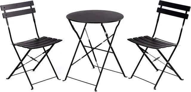 Alt view image 3 of 7 - Grand patio Premium Frame Patio Bistro Set, Folding Outdoor Patio Furniture Sets, 3-Piece Patio Table and Chairs Set, Black