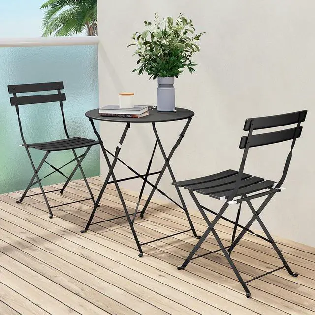 Main image of Grand patio Premium Frame Patio Bistro Set, Folding Outdoor Patio Furniture Sets, 3-Piece Patio Table and Chairs Set, Black