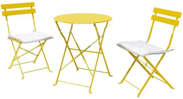 Main image of Grand patio 3-Piece Bistro Set Folding Outdoor Furniture Sets Portable Design for Bistro & Balcony (Yellow with Cushion)