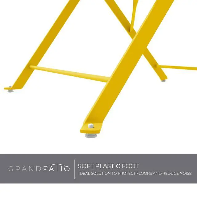 Alt view image 6 of 7 - Grand patio 3-Piece Bistro Set Folding Outdoor Furniture Sets Portable Design for Bistro & Balcony (Yellow with Cushion)