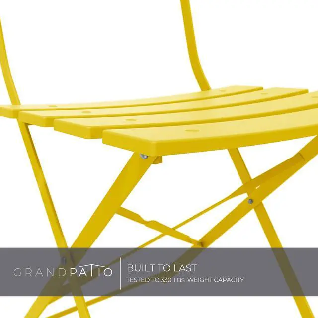 Alt view image 5 of 7 - Grand patio 3-Piece Bistro Set Folding Outdoor Furniture Sets Portable Design for Bistro & Balcony (Yellow with Cushion)