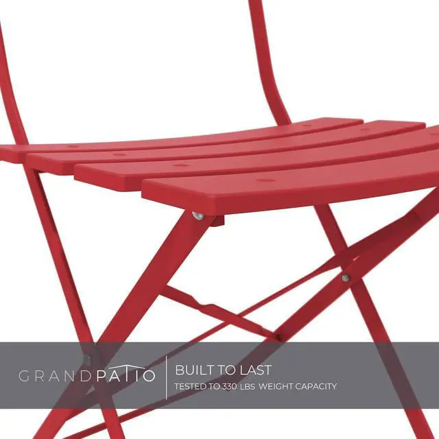 Alt view image 4 of 7 - Grand patio Premium Frame Patio Bistro Set, Folding Outdoor Patio Furniture Sets (Red)