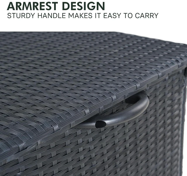 Alt view image 5 of 7 - Grand patio Outdoor Storage Box 108 Gallon Wicker Storage Box for Garden Tools Pool Accessories Patio Furniture Cushions, Small Black