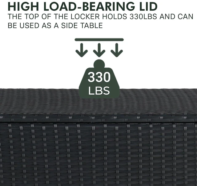 Alt view image 6 of 7 - Grand patio Outdoor Storage Box 108 Gallon Wicker Storage Box for Garden Tools Pool Accessories Patio Furniture Cushions, Small Black