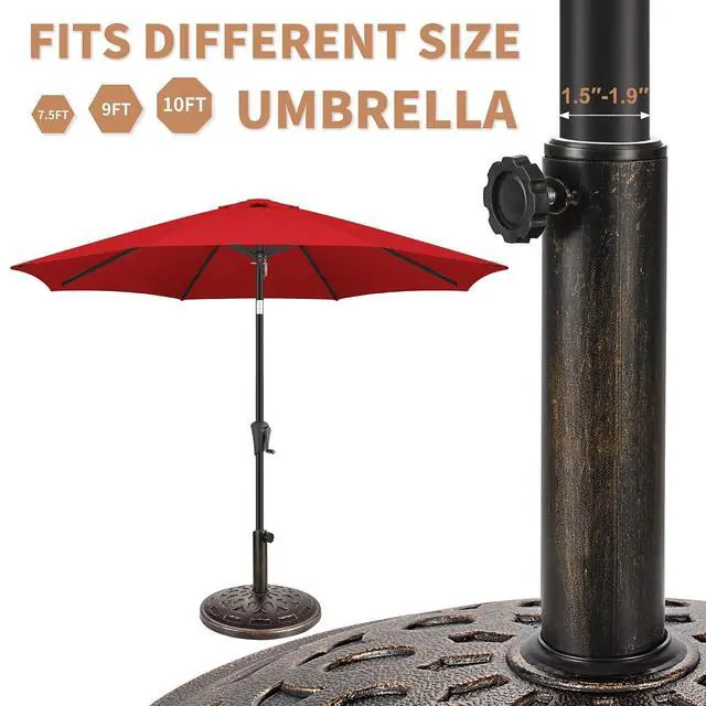 Alt view image 3 of 7 - FLAME&SHADE 31lb Patio Umbrella Base - No Filler Required Heavy Duty Outdoor Umbrella Base Stand for Deck, Yard, Garden, Porch, Pool, Balcony, Beach, Bronze