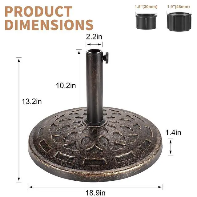 Alt view image 5 of 7 - FLAME&SHADE 7.5 ft Solar Outdoor Patio Umbrella with Base Set, Market Table Umbrella with LED Lights and Base Stand