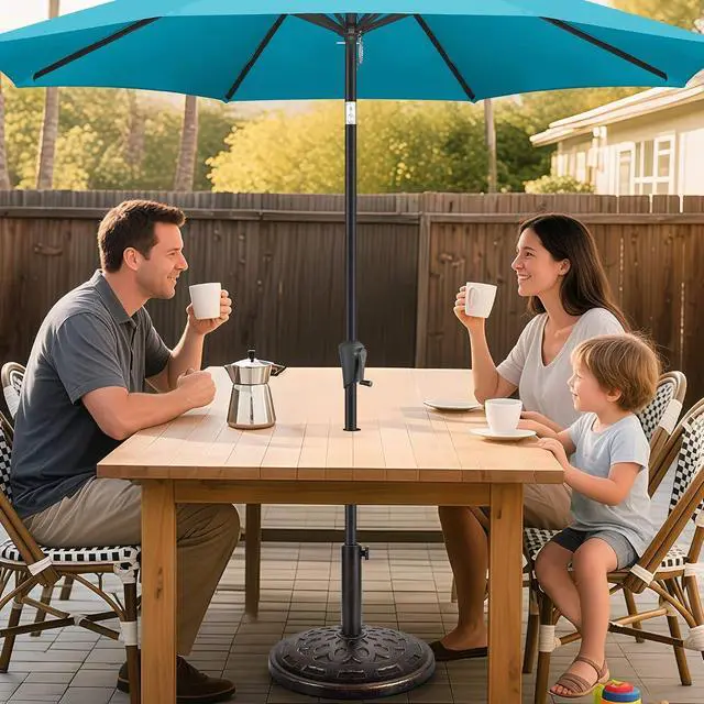 Alt view image 6 of 7 - FLAME&SHADE 31lb Patio Umbrella Base - No Filler Required Heavy Duty Outdoor Umbrella Base Stand for Deck, Yard, Garden, Porch, Pool, Balcony, Beach, Bronze