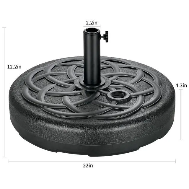 Alt view image 2 of 7 - FLAME&SHADE Heavy Duty Patio Umbrella Base Stand, Water Filled, 112 lbs | Floral Vine Pattern, Fillable Outdoor Umbrella Base for Table Porch Deck Umbrella Holder, Suitable for Garden, Yard, Pool