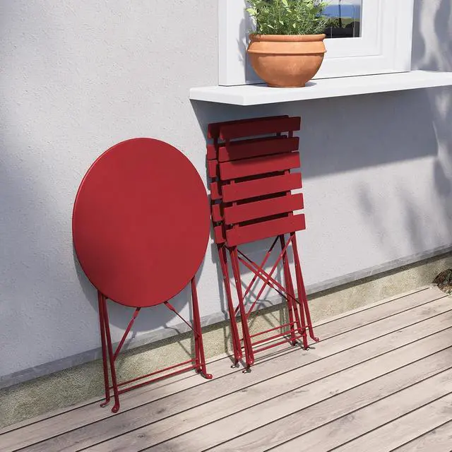 Alt view image 5 of 7 - Grand patio 3-Piece Bistro Set Folding Outdoor Furniture Sets with Premium Frame Portable Design for Bistro & Balcony (Red with Cushion)