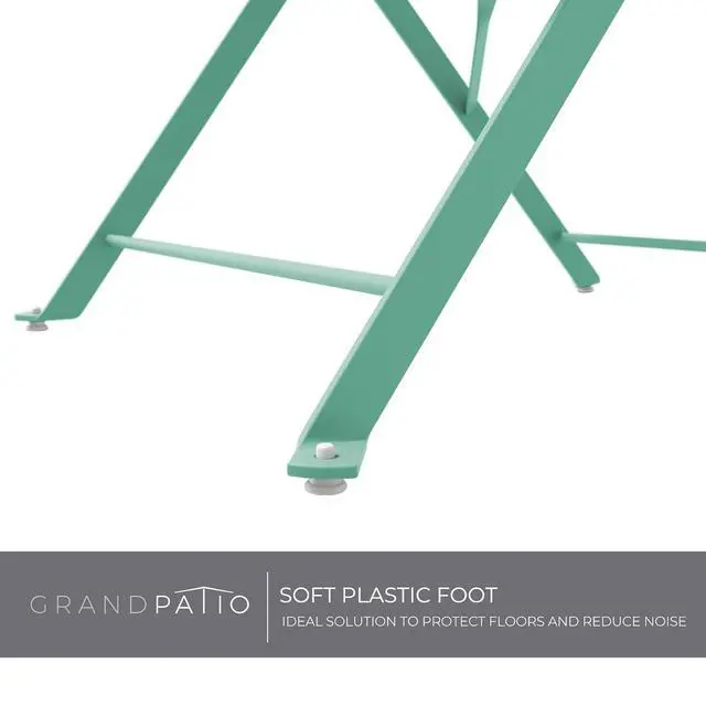 Alt view image 6 of 7 - Grand patio 3-Piece Bistro Set Folding Outdoor Furniture Sets with Premium Steel Frame Portable Design for Bistro & Balcony (Mint Green with Cushion)