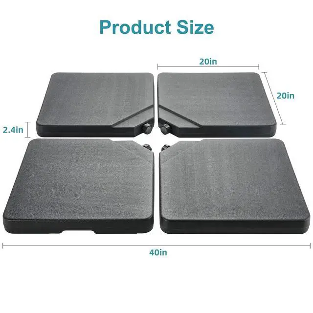 Alt view image 2 of 7 - FLAME&SHADE 4pcs 256lb Cantilever Umbrella Base, Filled with Water or Sand Offset Patio Umbrella Base Stand, Heavy Duty Stand for Garden, Patio, Pool, Backyard