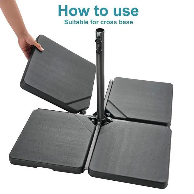 Alt view image 3 of 7 - FLAME&SHADE 4pcs 256lb Cantilever Umbrella Base, Filled with Water or Sand Offset Patio Umbrella Base Stand, Heavy Duty Stand for Garden, Patio, Pool, Backyard