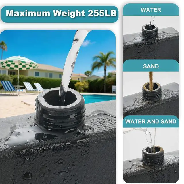 Alt view image 6 of 7 - FLAME&SHADE 4pcs 256lb Cantilever Umbrella Base, Filled with Water or Sand Offset Patio Umbrella Base Stand, Heavy Duty Stand for Garden, Patio, Pool, Backyard