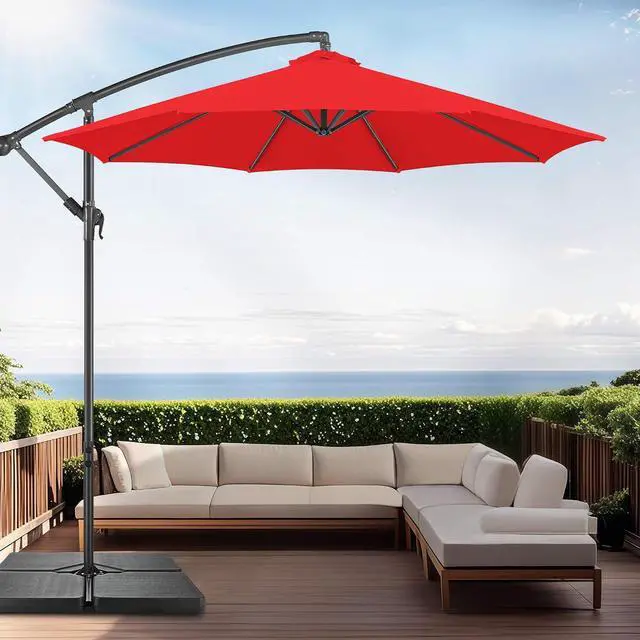 Alt view image 7 of 7 - FLAME&SHADE 4pcs 256lb Cantilever Umbrella Base, Filled with Water or Sand Offset Patio Umbrella Base Stand, Heavy Duty Stand for Garden, Patio, Pool, Backyard