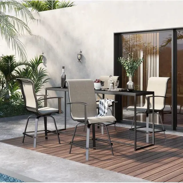 Alt view image 2 of 7 - Grand patio Outdoor Counter Height Patio Stools Set of 4, Swivel Bar Chairs for Balcony, Poolside, Backyard, Garden (Coffee, 4PC)