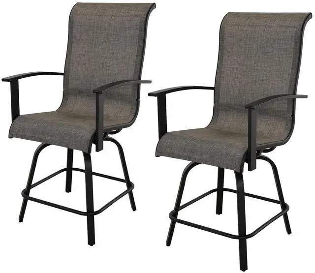 Main image of Grand patio Outdoor Counter Height Patio Stools Set of 2, Swivel Bar Chairs for Balcony, Poolside, Backyard, Garden (Coffee, 2PC)