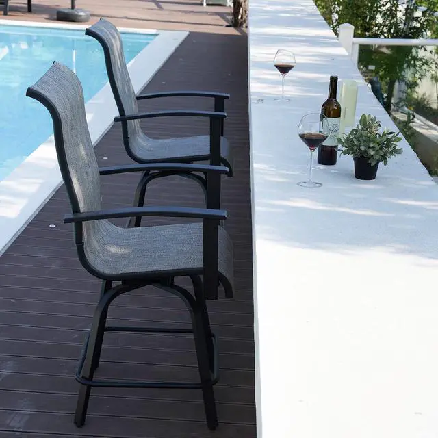 Alt view image 4 of 7 - Grand patio Outdoor Counter Height Patio Stools Set of 2, Swivel Bar Chairs for Balcony, Poolside, Backyard, Garden (Coffee, 2PC)