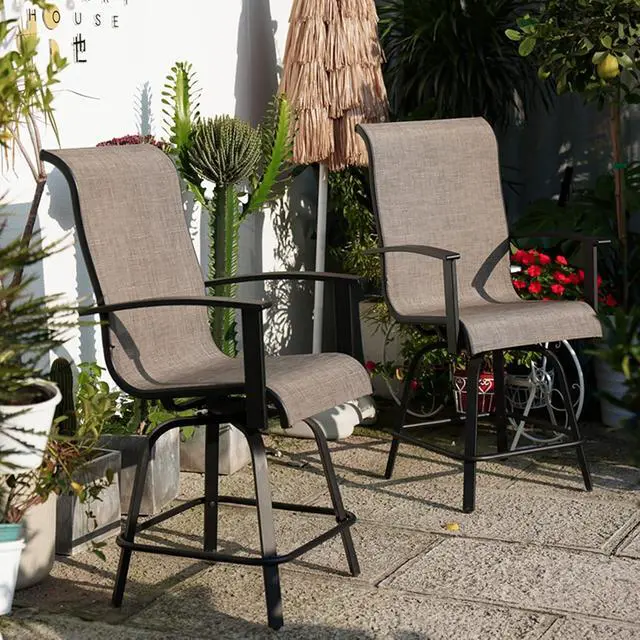 Alt view image 2 of 7 - Grand patio Outdoor Counter Height Patio Stools Set of 2, Swivel Bar Chairs for Balcony, Poolside, Backyard, Garden (Coffee, 2PC)