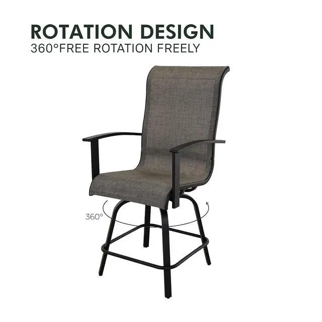 Alt view image 6 of 7 - Grand patio Outdoor Counter Height Patio Stools Set of 2, Swivel Bar Chairs for Balcony, Poolside, Backyard, Garden (Coffee, 2PC)