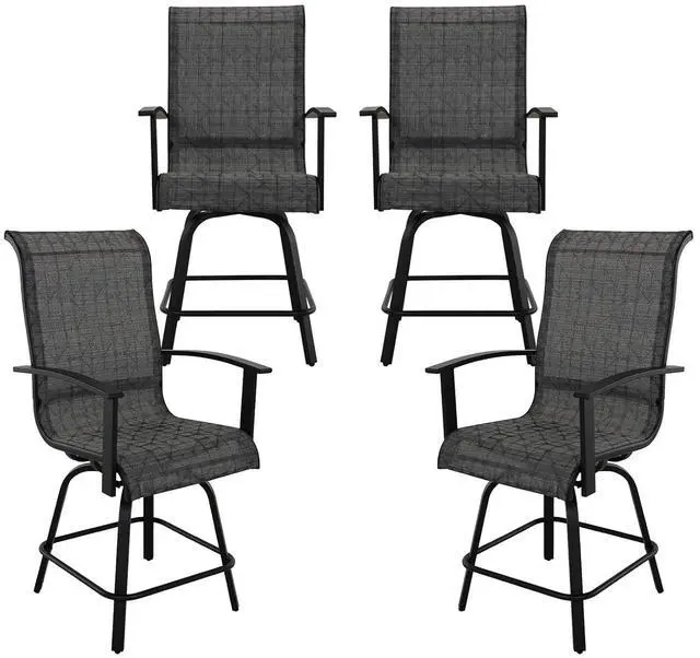 Main image of Grand patio Outdoor Counter Height Patiol Stools Set of 4, Swivel Bar Chairs for Balcony, Poolside, Backyard, Garden ((Black&Grey Plaid, 4PC)