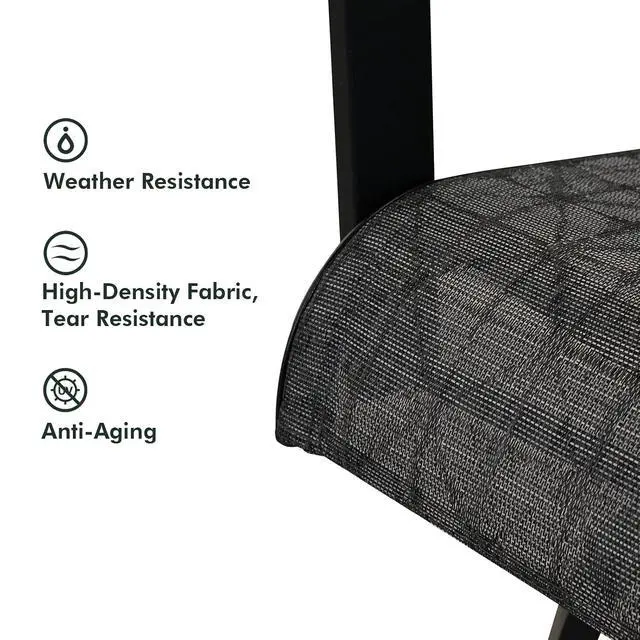 Alt view image 6 of 7 - Grand patio Outdoor 3-Piece Swivel Bar Set, Counter Height Stools with Ceramic Bar Table for Balcony, Poolside, Backyard, Garden (Black&Grey Plaid, 3PC)