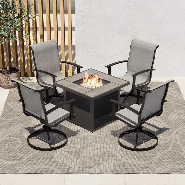 Main image of Grand patio 5-Piece Outdoor Furniture Conversation Sets with 32 Inch CSA Approved 40000 BTU Heat Propane Gas Fire Pit Table Outdoor Swivel Rocking Chair 4-Piece Mixed Coffee Dining Chair Set