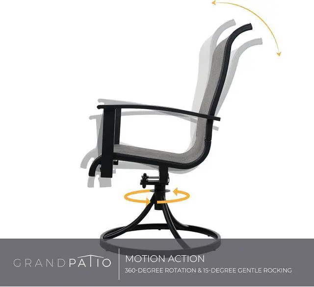 Alt view image 6 of 6 - Grand patio 5-Piece Outdoor Furniture Conversation Sets with 32 Inch CSA Approved 40000 BTU Heat Propane Gas Fire Pit Table Outdoor Swivel Rocking Chair 4-Piece Mixed Coffee Dining Chair Set