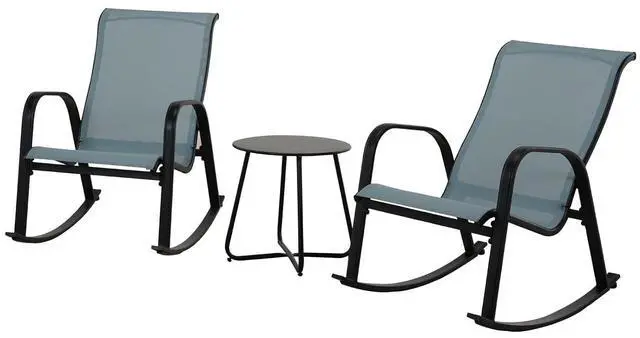 Main image of Grand patio Outdoor Bistro Set, Patio Rocking Chair Set of 3 for Front Porch Garden Patio Backyard (Blue)