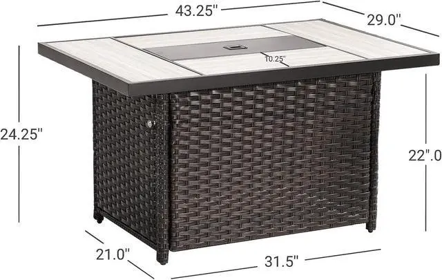 Alt view image 7 of 7 - Grand Patio Propane Fire Pits Outdoor 43-Inch CSA inch 60,000 BTU Outdoor Gas Fire Pit Table,Propane Fire Pit Table with Lid and Lava Rocks