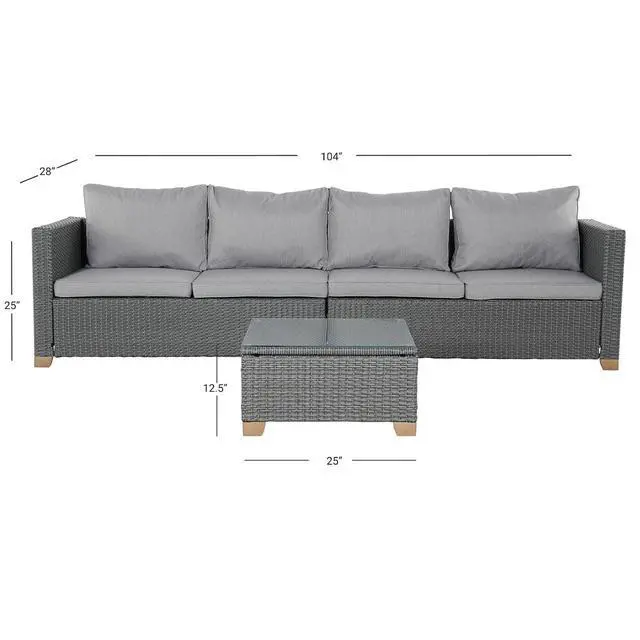 Alt view image 2 of 7 - Grand patio 3 Pieces Modular Sectional Sofa Set, 4 Seats Indoor & Outdoor Conversation Sets, Modular Sofa Sets with Olefin Cushions for Livingroom Backyard Garden Poolside Patio & Greige