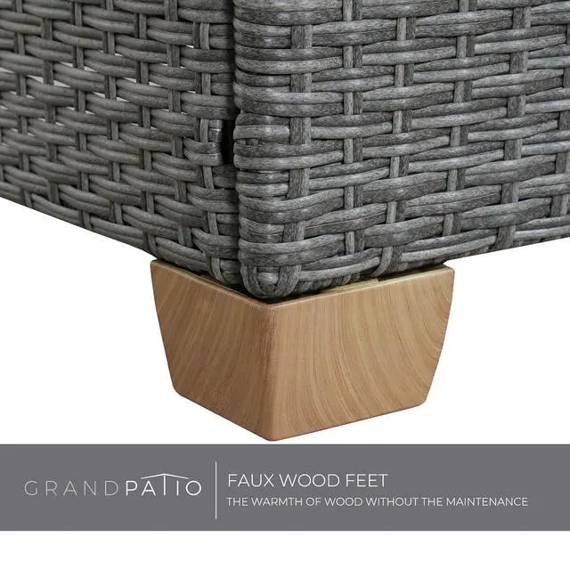 Alt view image 7 of 7 - Grand patio 5 Pieces Wicker Modular Sectional Sofa Set, Modular Sectional Sofa Sets with Olefin Cushions and Storage Table for Backyard Garden Poolside Patio & Greige