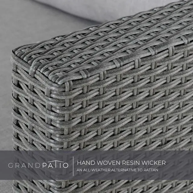 Alt view image 5 of 7 - Grand patio 4 Pieces Wicker Modular Sectional Sofa Set, Indoor & Outdoor Conversation Sets with Storage Box and Rattan Coffee Table for Livingroom Patio Backyard Garden, Light Gray