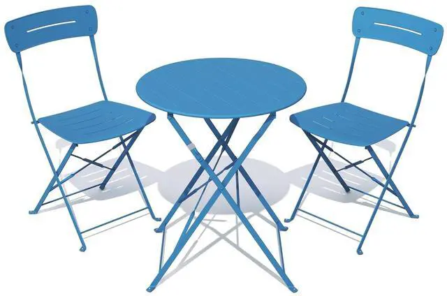Main image of Grand patio Outdoor Bistro Set, Metal Folding Chairs Set of 3, Patio Table and Chair Set for Balcony Bckyard Lawn (Blue)