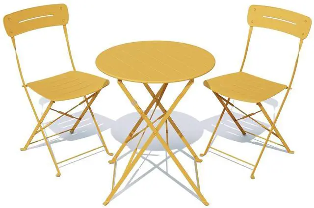 Main image of Grand patio Outdoor Bistro Set, Metal Folding Chairs Set of 3, Patio Table and Chair Set for Balcony Bckyard Lawn (Yellow)