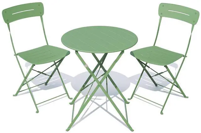 Main image of Grand patio Outdoor Bistro Set, Metal Folding Chairs Set of 3, Patio Table and Chair Set for Balcony Bckyard Lawn (Sage Green)