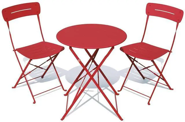 Main image of Grand patio Outdoor Bistro Set, Metal Folding Chairs Set of 3, Patio Table and Chair Set for Balcony Bckyard Lawn (Red)
