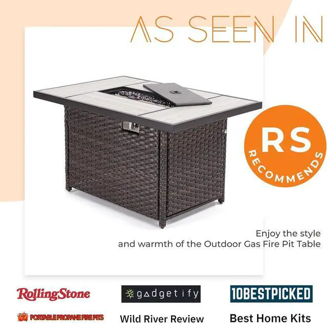 Alt view image 2 of 7 - Grand Patio Propane Fire Pits Outdoor 43-Inch CSA inch 60,000 BTU Outdoor Gas Fire Pit Table,Propane Fire Pit Table with Lid and Lava Rocks