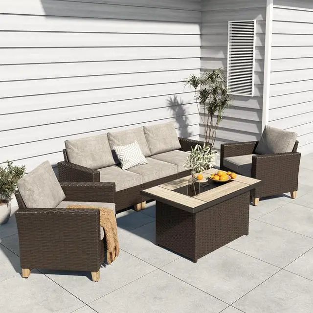 Alt view image 3 of 7 - Grand Patio Propane Fire Pits Outdoor 43-Inch CSA inch 60,000 BTU Outdoor Gas Fire Pit Table,Propane Fire Pit Table with Lid and Lava Rocks