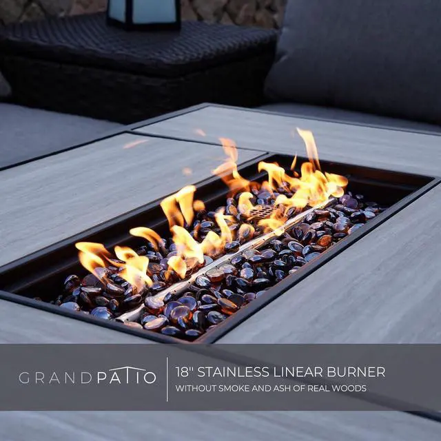 Alt view image 6 of 7 - Grand Patio Propane Fire Pits Outdoor 43-Inch CSA inch 60,000 BTU Outdoor Gas Fire Pit Table,Propane Fire Pit Table with Lid and Lava Rocks