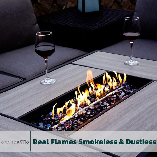 Alt view image 3 of 6 - Grand patio 6-Piece Outdoor Furniture Set with Gas Fire Pit Table, Patio Sectional Conversation Sofa Set with Wicker Detachable Cushion for Yard, Garden, Porch