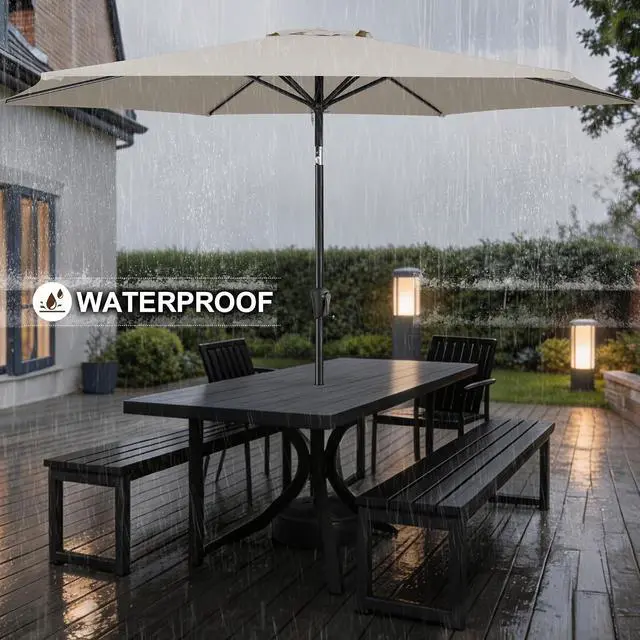 Alt view image 2 of 7 - FLAME&SHADE Patio Umbrella Outdoor with Push Button Tilt, 10 ft Taupe | UV Protection, Waterproof, Large Porch Deck Umbrella for Pool, Table, Garden, Backyard, Provides Shade