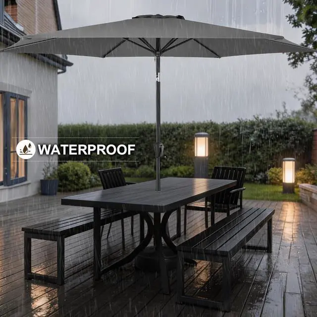 Alt view image 2 of 7 - FLAME&SHADE Patio Umbrella Outdoor with Push Button Tilt, 10 ft Anthracite | UV Protection, Waterproof, Large Porch Deck Umbrella for Pool, Table, Garden, Backyard, Provides Shade