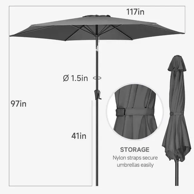 Alt view image 3 of 7 - FLAME&SHADE Patio Umbrella Outdoor with Push Button Tilt, 10 ft Anthracite | UV Protection, Waterproof, Large Porch Deck Umbrella for Pool, Table, Garden, Backyard, Provides Shade