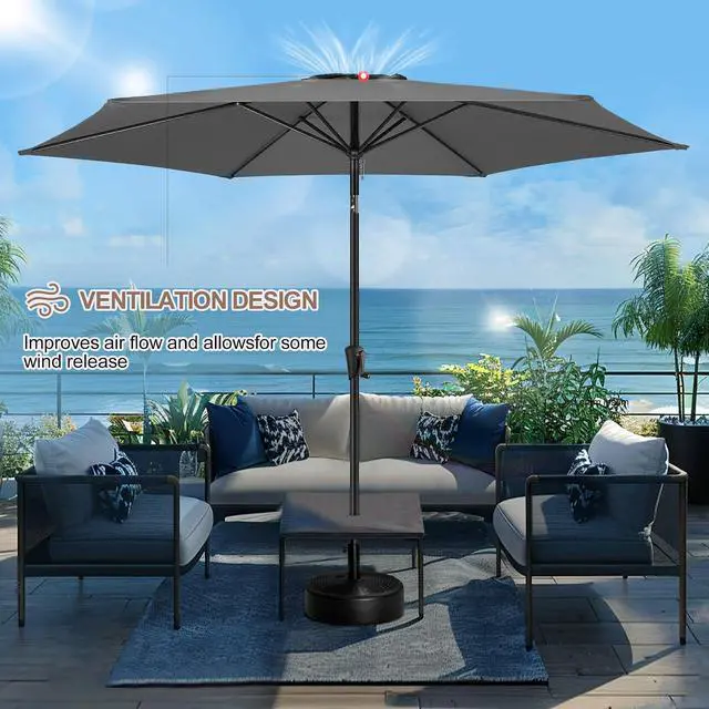 Alt view image 7 of 7 - FLAME&SHADE Patio Umbrella Outdoor with Push Button Tilt, 10 ft Anthracite | UV Protection, Waterproof, Large Porch Deck Umbrella for Pool, Table, Garden, Backyard, Provides Shade